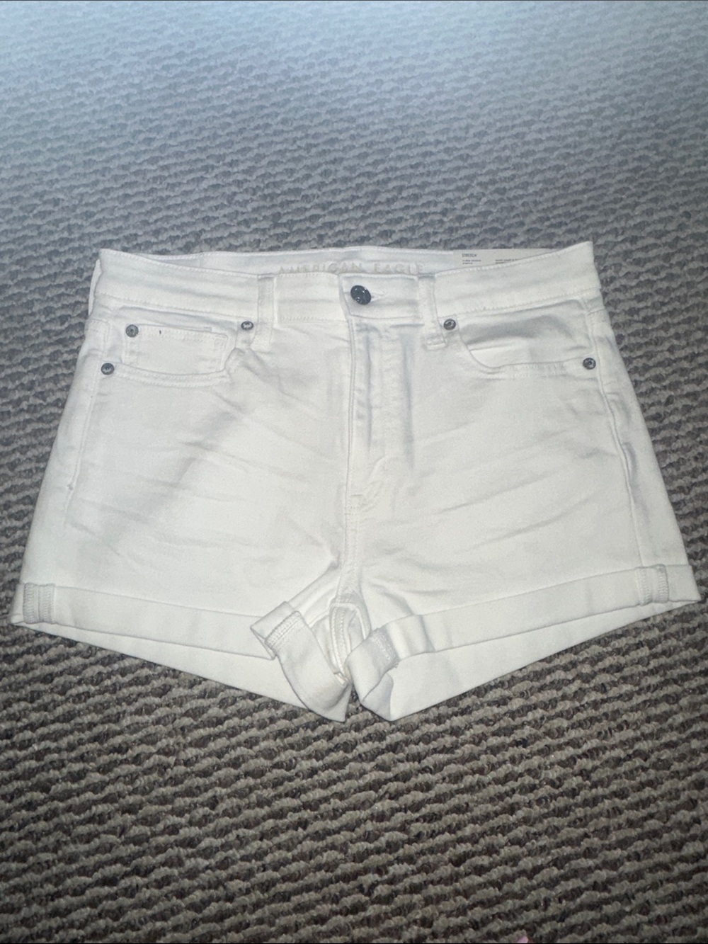 American Eagle Outfitters White High-Rise Cuffed Jean Shorts